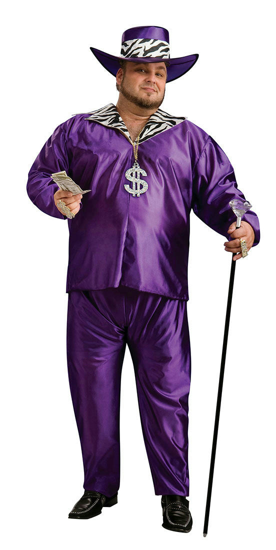 Men's Purple Plus Size Big Daddy Pimp Full Figure Adult Costume