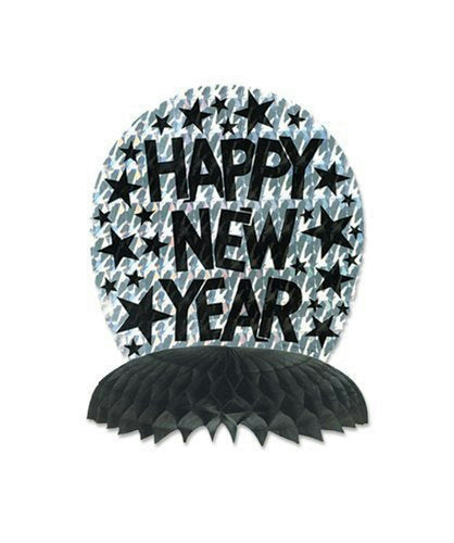 Beistle Silver Prismatic Happy New Year Centerpiece Party Decoration Vintage