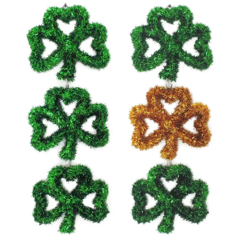 2D St. Patrick's Day Tinsel Shamrock Dangler Decoration