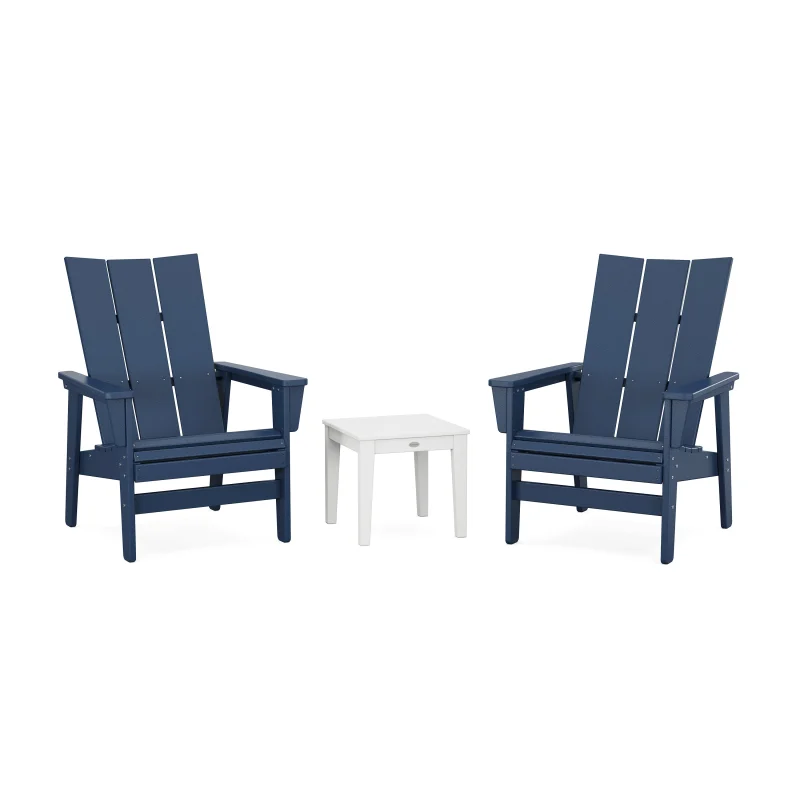 3-Piece Modern Grand Upright Adirondack Set Navy and White