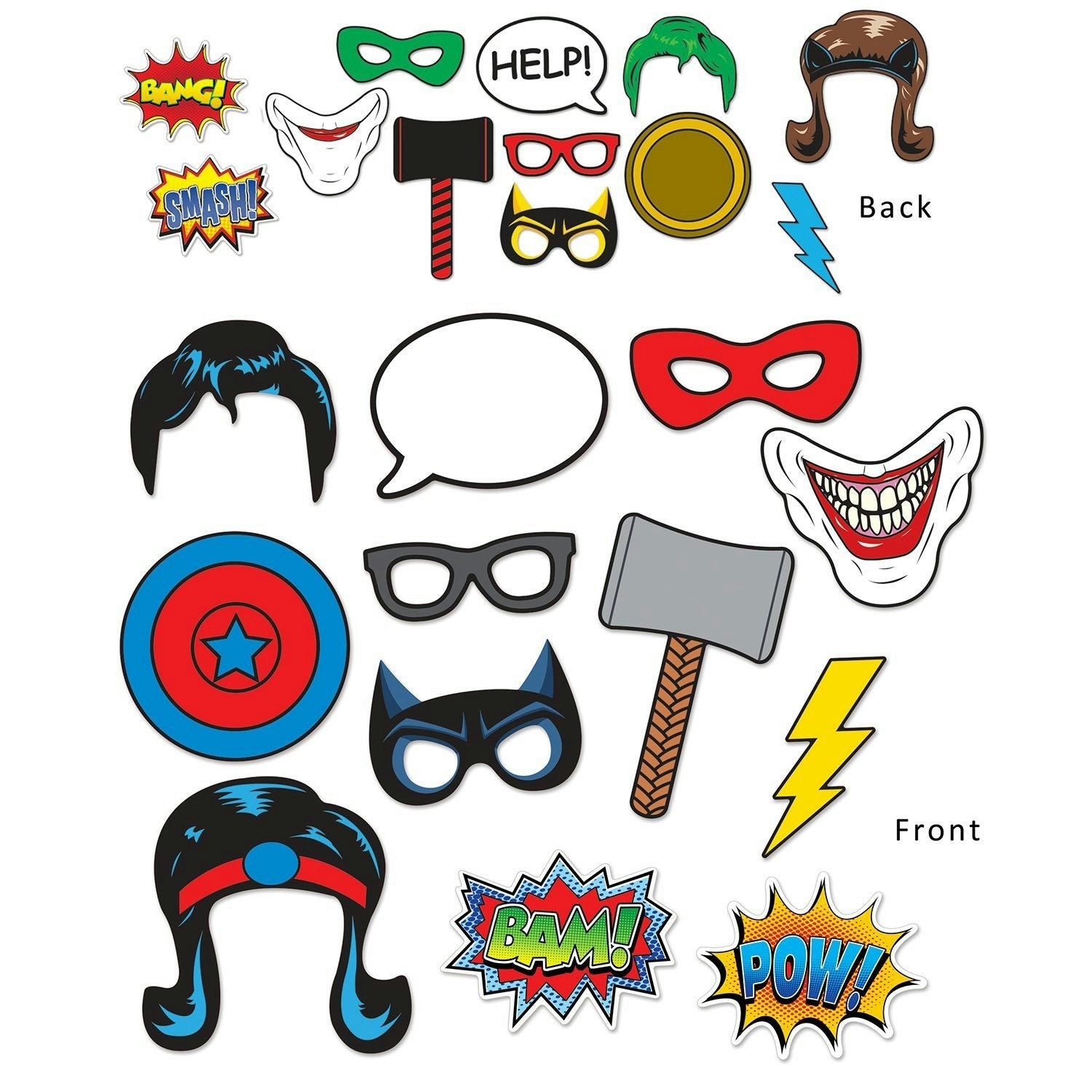Beistle Hero 12 Piece Photo Fun Signs 6.75in x 10in Superhero Party Supplies