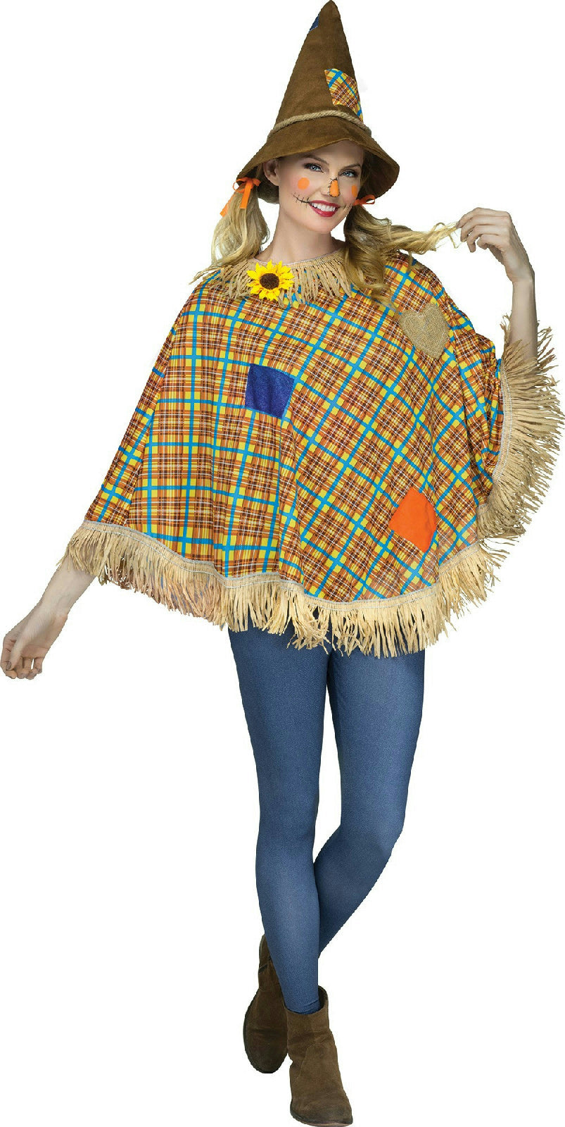 Plaid Patchwork Scarecrow Poncho Costume Accessory