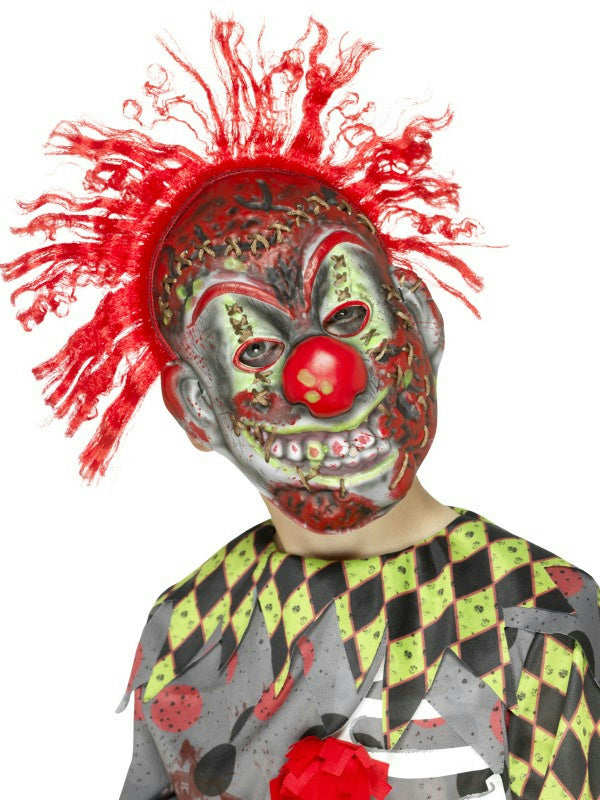 Smiffy's Child Twisted Clown EVA Halloween Costume Mask with Crazy Red Hair