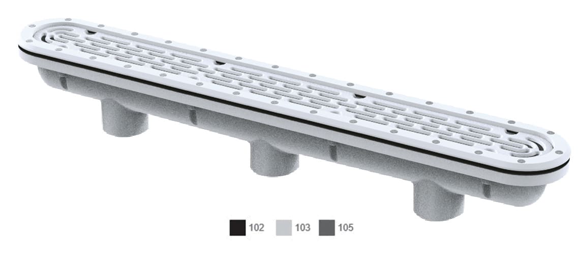 AquaStar 32" Channel Drain with Sump and Cover for Vinyl Pools, White