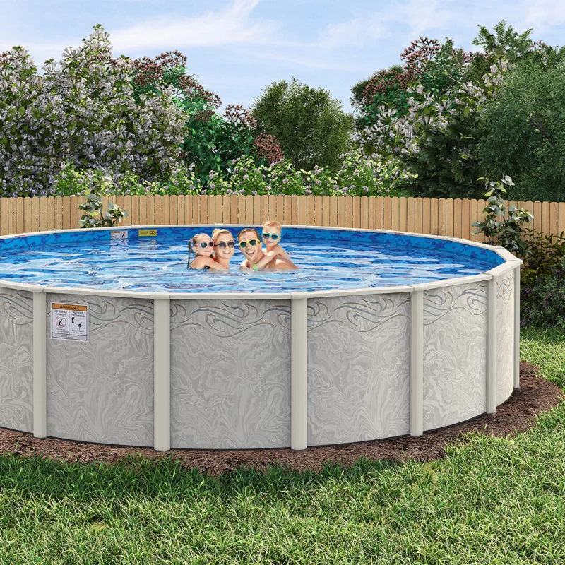 33' Round Silver Interlude 8" Premium Resin Frame Salt Friendly Semi In-Ground Pool Package 54"