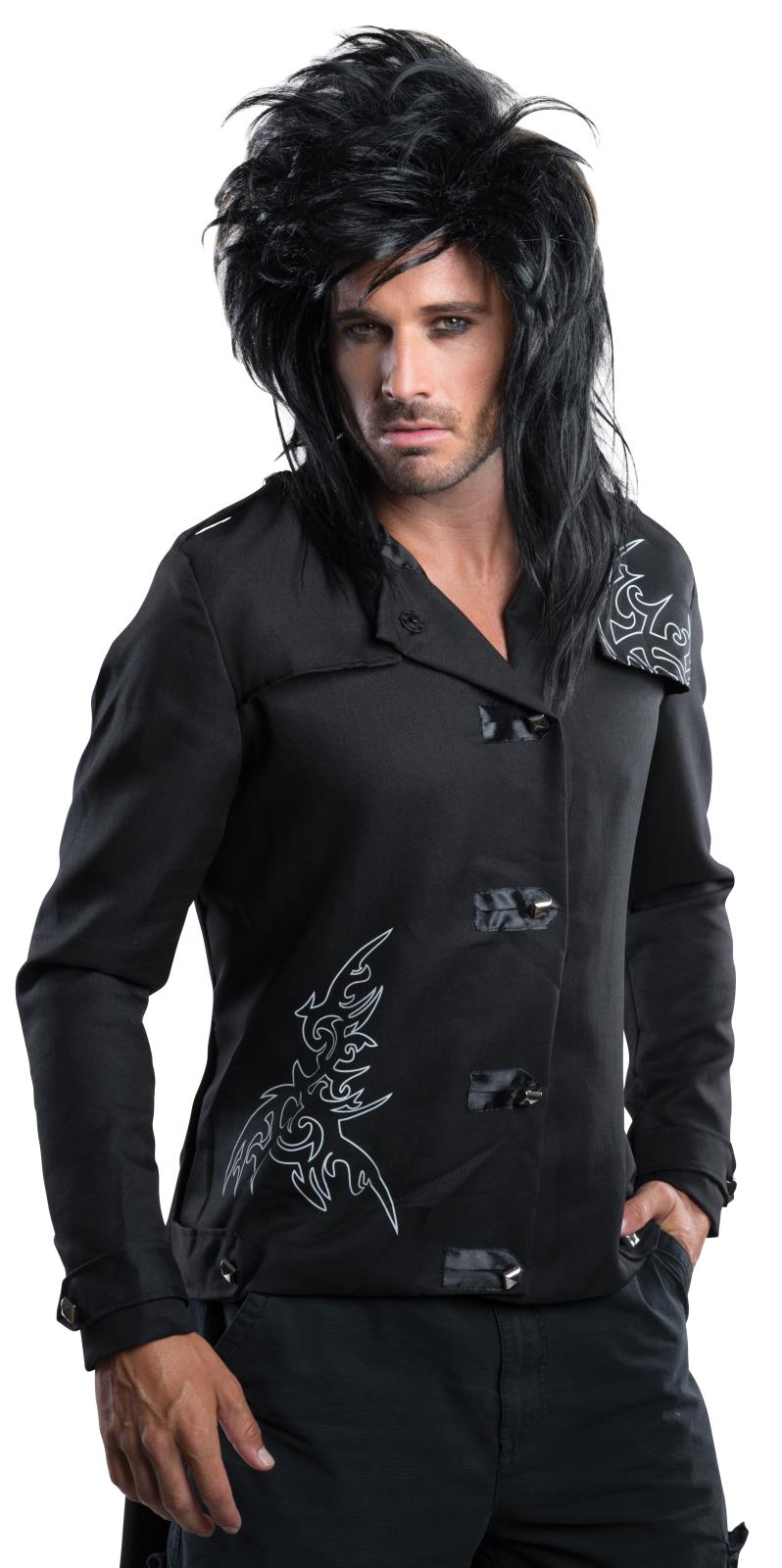 Adult Black Messy Rock Star Russell Brand Costume Wig