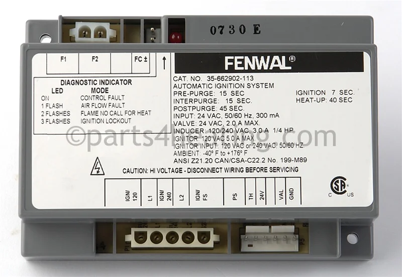 Kidde-Fenwal35-662902-113Ignition Control Board 24 VAC Hot Surface With Blower Relay CSA