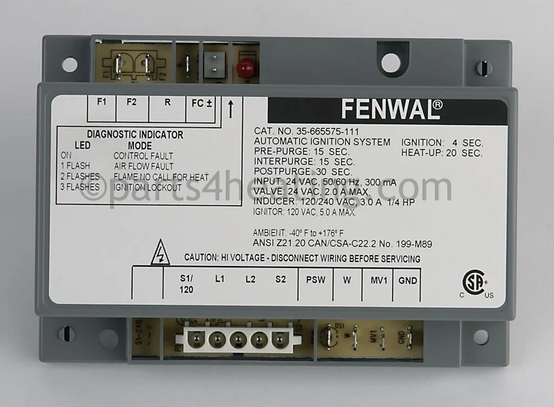 Kidde-Fenwal35-665575-11124 VAC Hot Surface Ignition Control Board Module With Inducer Relay