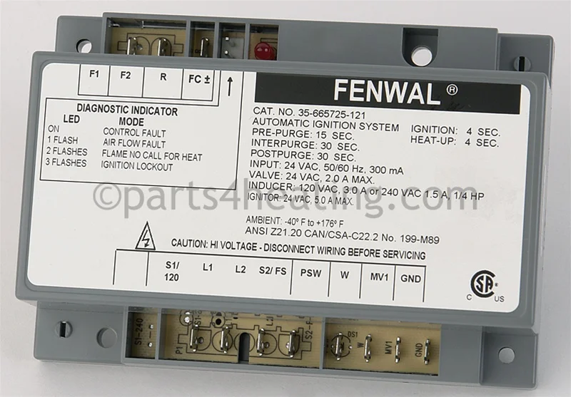 Kidde-Fenwal35-665725-12124 VAC Hot Surface Ignitor Control Board With Blower Relay