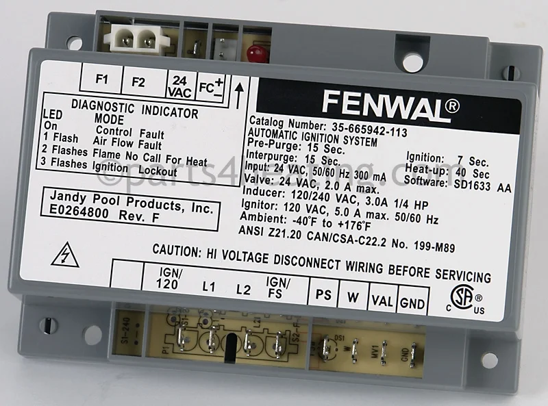 Kidde-Fenwal35-665942-11324 VAC Hot Surface Ignition Control Board With Inducer Relay