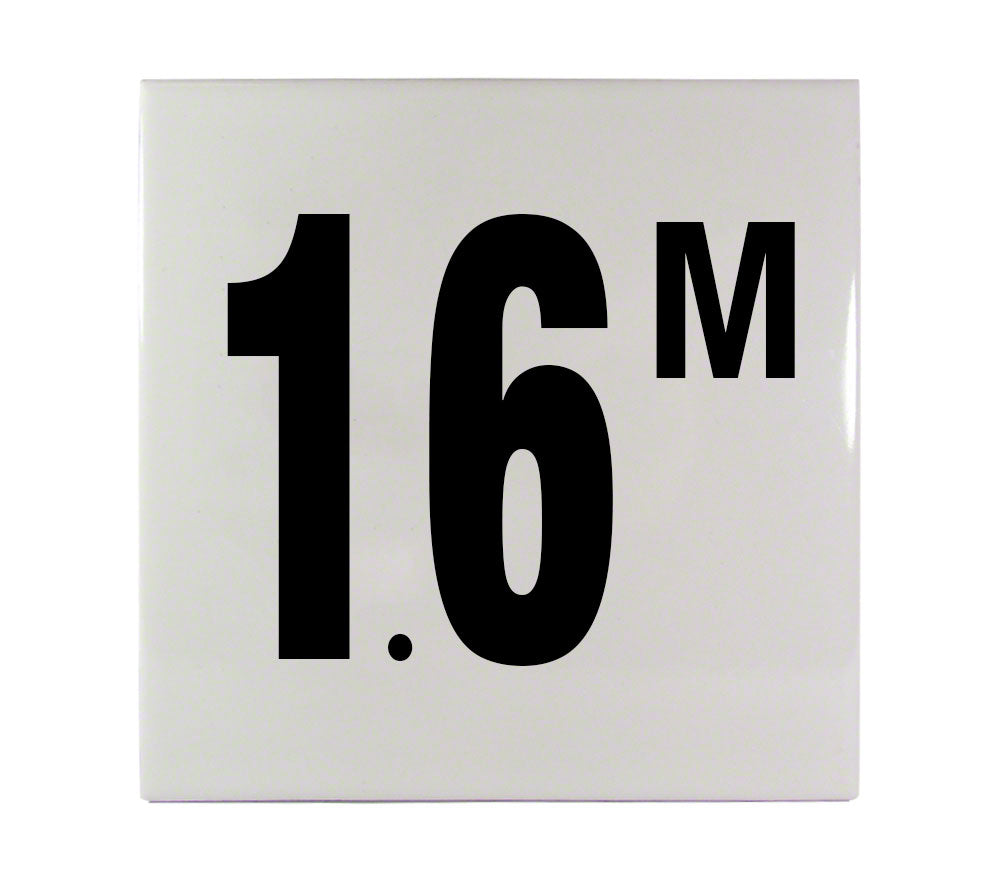 1.6 M Ceramic Smooth Tile Depth Marker 6 Inch x 6 Inch with 4 Inch Lettering