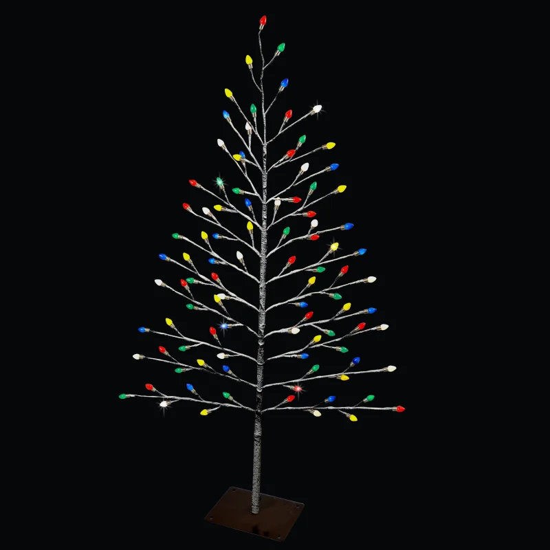 4' Flat Stick Twig Tree with LED Lights Multi-Colored