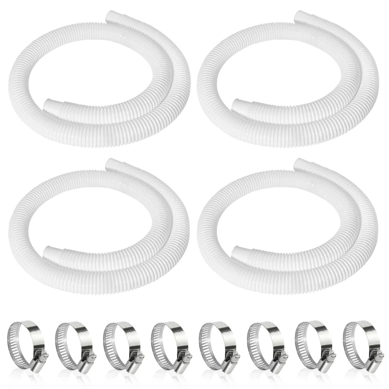 4 Pcs 1.25" Pool Hose, 59" Long Accessory Pool Pump Replacement Hoses, Compatible with All Above Ground Pool Filter Pumps that Use 1 1/4 Diameter Hoses