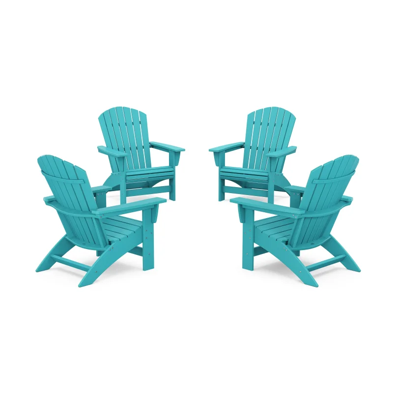 4-Piece Nautical Grand Adirondack Chair Conversation Set Aruba