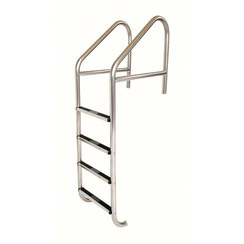 4-Step 29 Inch Wide Standard Cross-Braced Plus Commercial Ladder 1.90 x .145 Inch - Stainless Treads