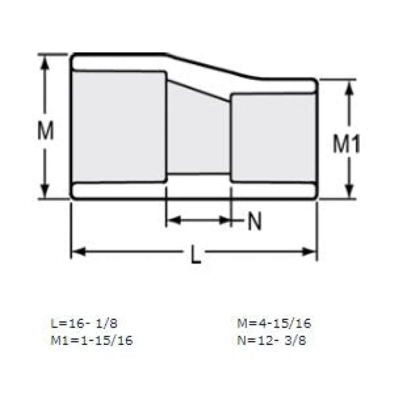 4" x 1-1/4" Sch 40 PVC Eccentric Reducer Coupling Soc 429-418FE (Fabricated Fitting)
