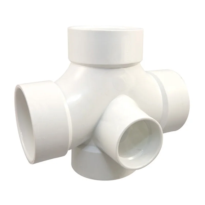 4" x 4" x 4" x 4" x 2" x 2" DWV PVC Double Sanitary Tee with R&L Side Inlets D439-420