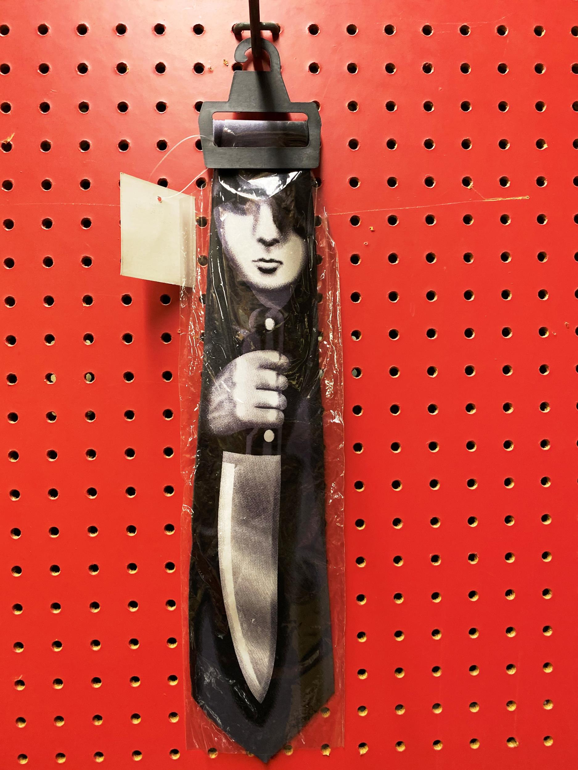 Black Necktie Girl Holding Knife Silhouette Halloween