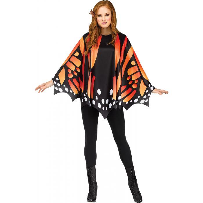 Monarch Butterfly Orange Poncho Women's Costume Accessory