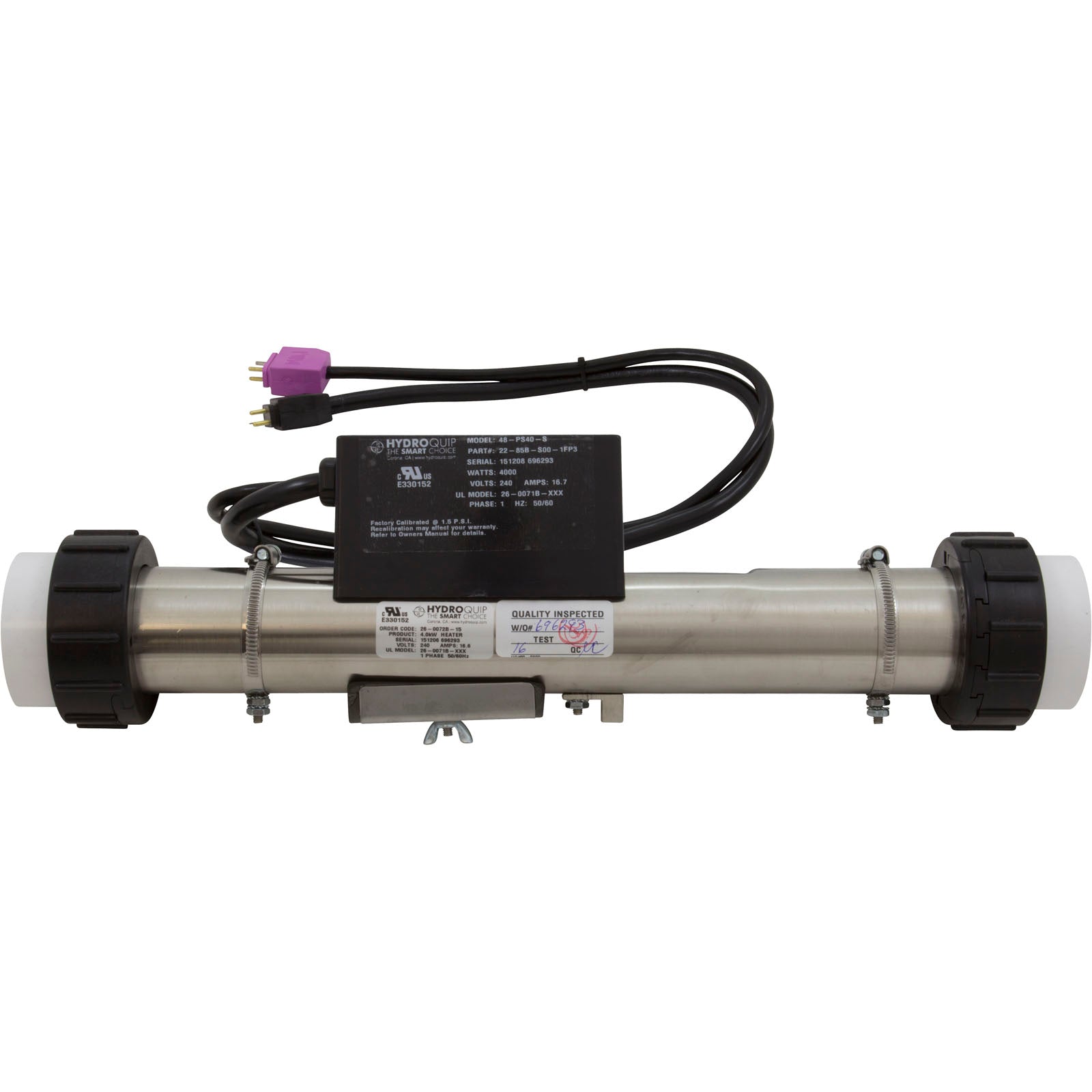 Heater, FloThru, HQ PS Elec,230v, 4.0kW, w/Short Cord,Slide