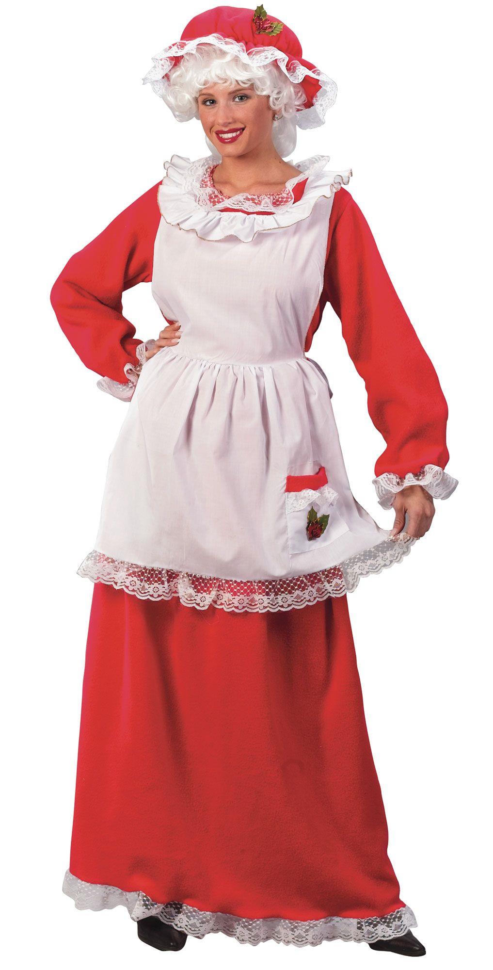 Mrs. Clause Christmas Santa Red Dress and Apron Adult Costume