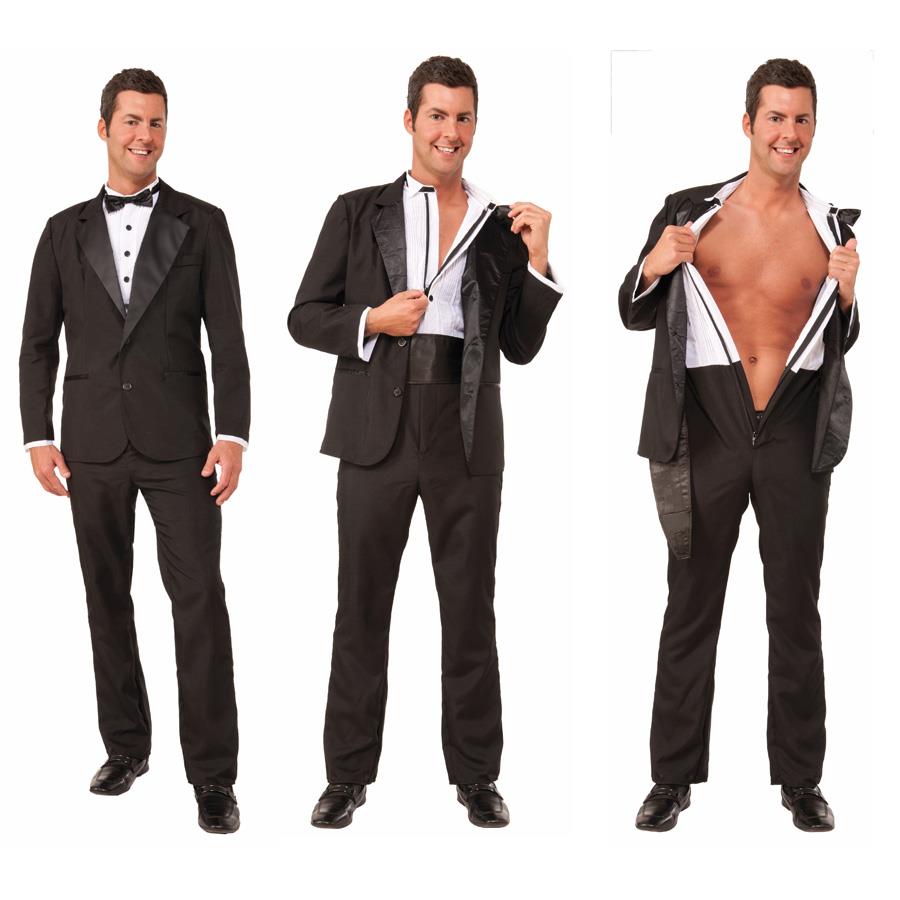 Instant Zip Up Stripper Tuxedo Adult X-Large