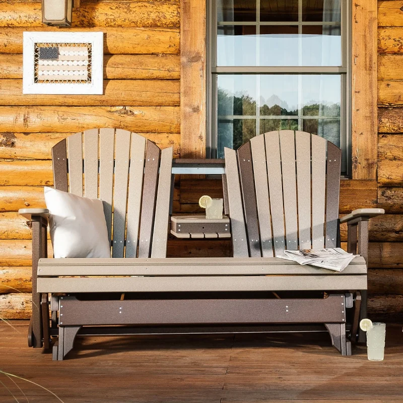 5' Adirondack Glider from LuxCraft Black colored Earthtone Glider Bench