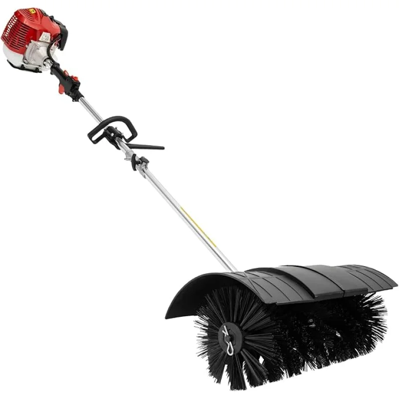 52CC 2-Stroke Gas Handheld Sweeper, 2.3HP Engine Power Snow Sweeping Broom Cleaning Driveway Turf Lawns, Portable Artificial Grass Brush Power Broom Sweeper Cleaner Tools