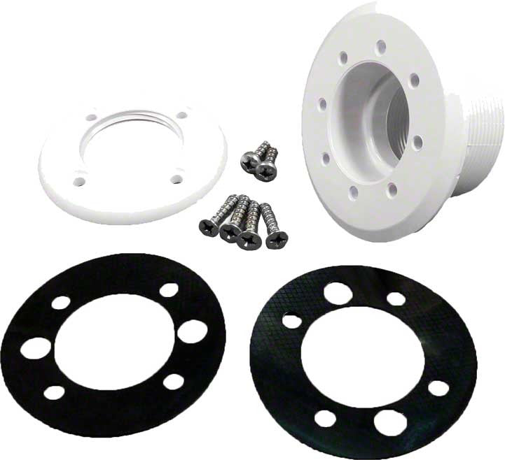 Inlet Fitting With Faceplate - 1-1/2 Inch FIP - Vinyl - White