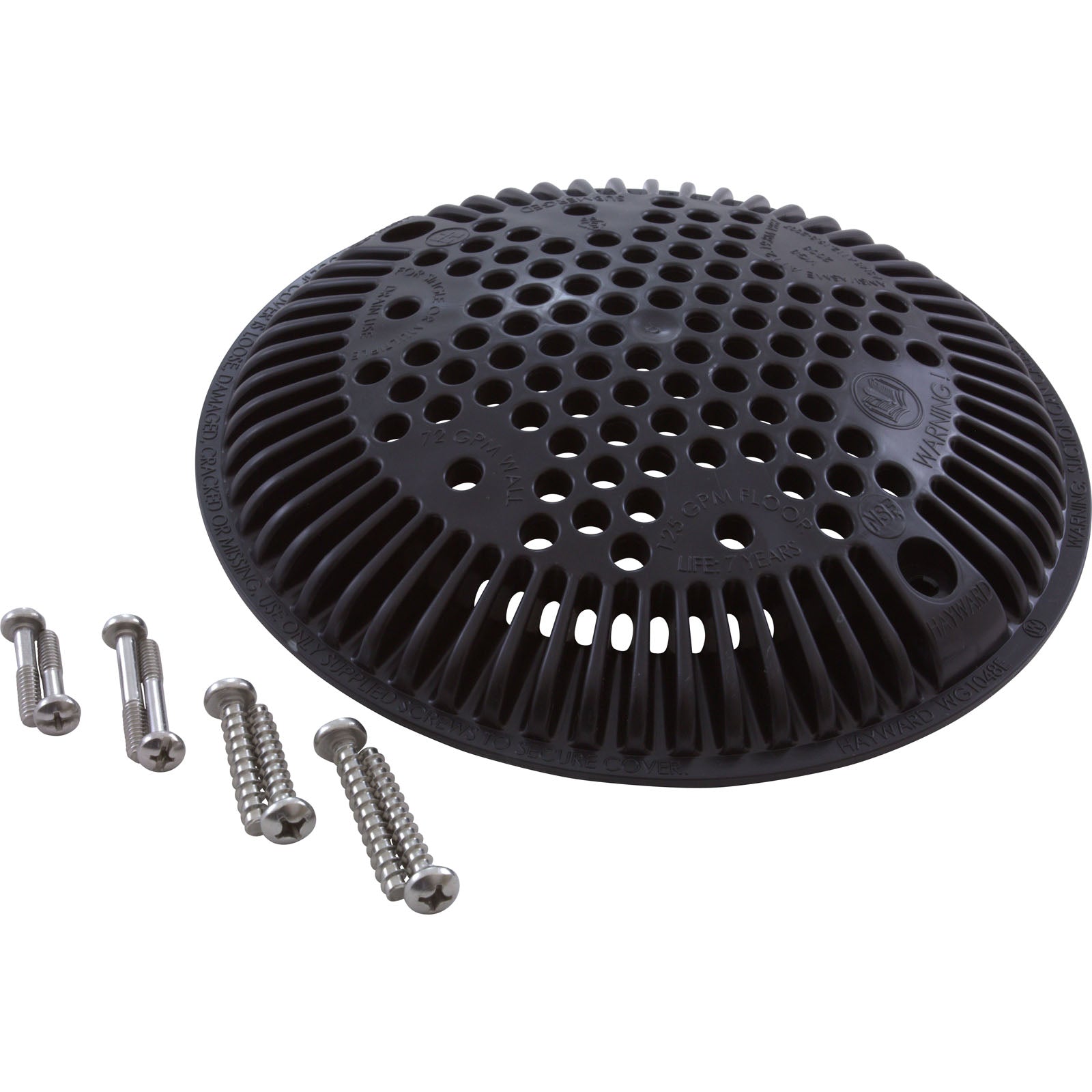 Main Drain Cover, Hayward Anti Vortex, 8"dia Round, Blk