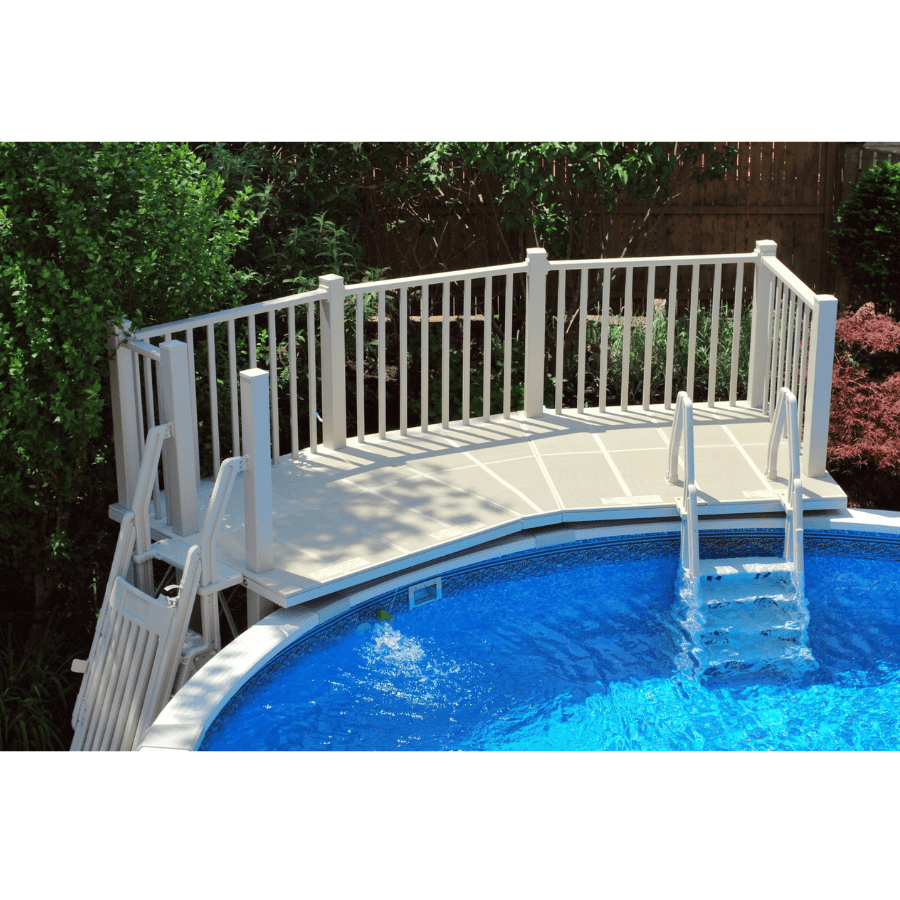 VinylWorks 5' x 13.5' Resin Pool Deck w/ Steps & Safety Gate (Oval & Round Pools)