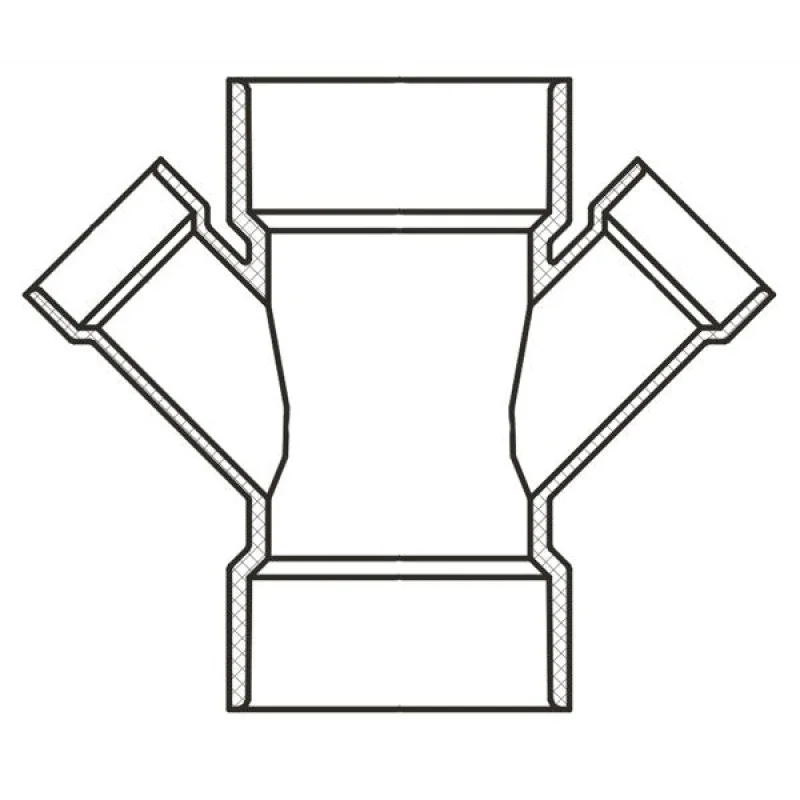 6" x 2-1/2" Sch 40 PVC Reducing Double Wye Soc 476-529F (Fabricated Fitting)