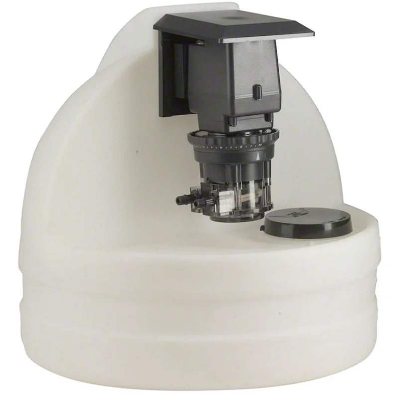 7.5 Gallon White Chemical Tank With 45MPHP2 Model Fixed Pump - 100 PSI 3 GPD 120 Volt - 1/4 Inch Standard Tubing