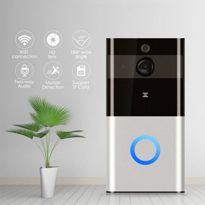 720P WIFI Visual Doorbell with PIR Motion Detection | Two-Way Intercom & Mobile Alerts for Home Security