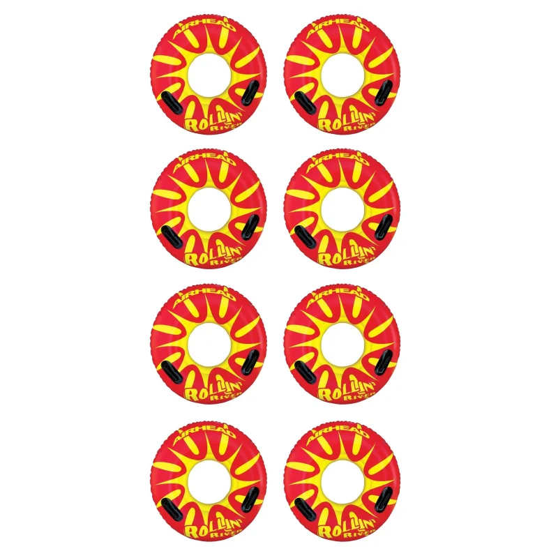 8) Airhead Rollin' River Single Person Inflatable Pool Float Tubes | 4 x AHRR-1