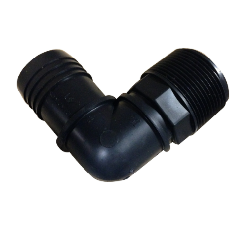 Poly 1 1/2" - 2" 90deg. Insert Male Adapter