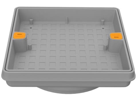 AquaStar Light Grey Square Standard Skimmer Cover and Frame with 10" Fill-Lid