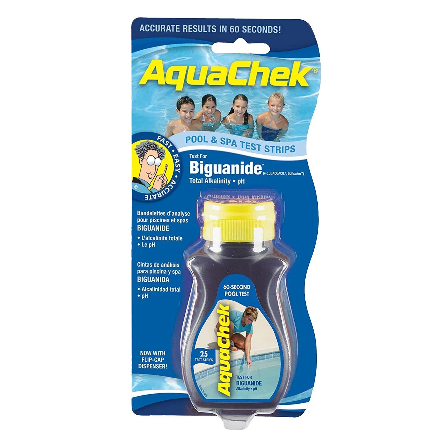 AquaChek Biguanide 3-Way Pool & Spa Test Strips - 25 Per Bottle