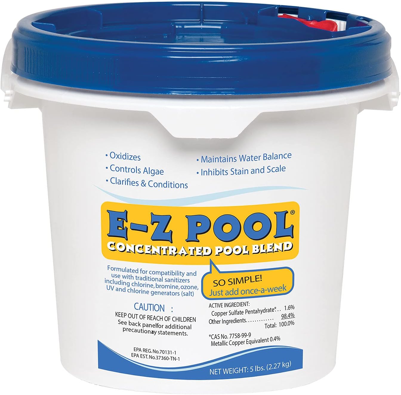 API E-Z Pool Weekly All in 1 Concentrated Outdoor Swimming Pool Care Solution Blend with Copper Sulfate and Oxygen Enriching Formula, 20 lb Bucket