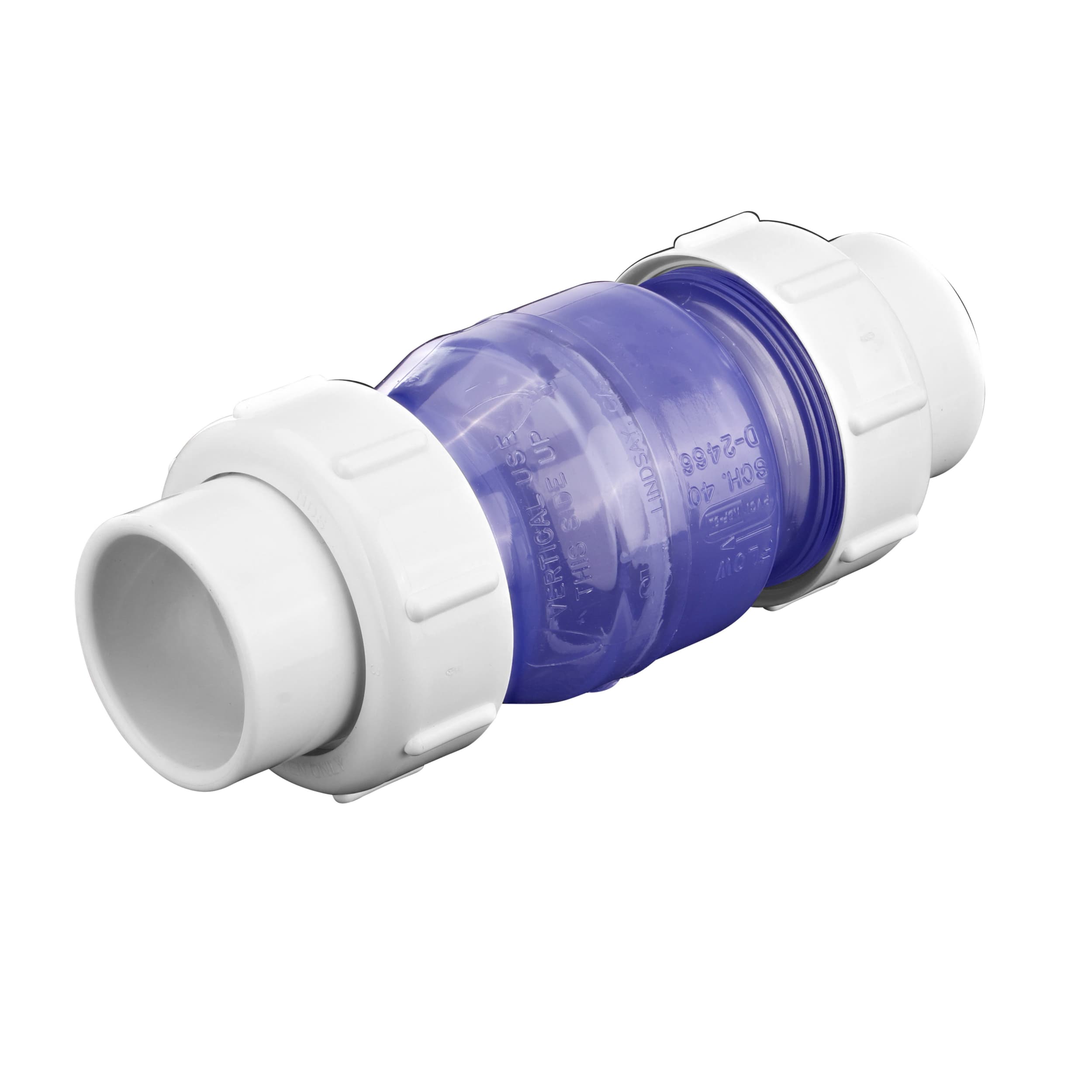Flo Control True Union Swing Check Valve, 1.5" Slip, Clear | 1720C15