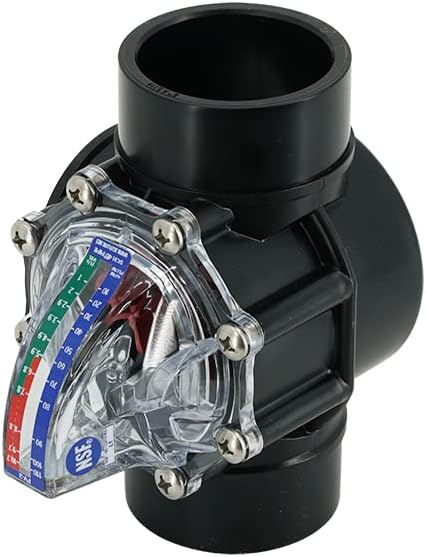 H2Flow Controls FlowVis Flow Meter with Check Valve for 2" PVC, Scale in GPM