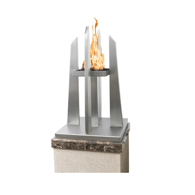 The Outdoor Plus Pointe Fire Pit Ornament, 22", Square, Stainless Steel, Natural Gas | OPT-FTWRTOP4-NG