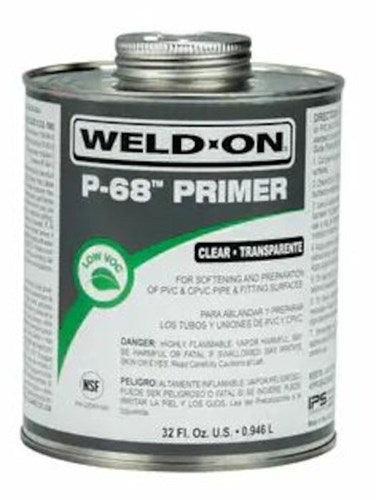 IPS Corp. 10209 Weld-On P-68 Primer, PVC Primer, Ultra Low Voc, Clear, 1 Qt
