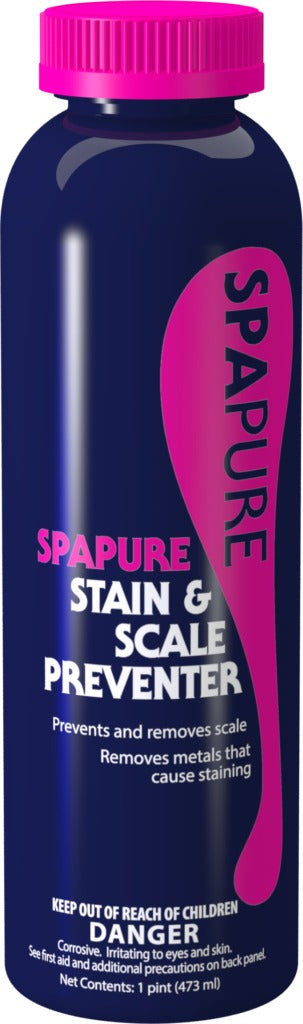 SpaPure Stain & Scale Preventer 1 Pint, 16 oz Liquid Sequestrant for Spas and Hot Tubs