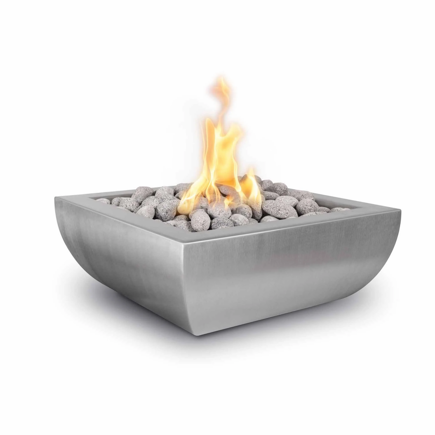 The Outdoor Plus Avalon Fire Bowl, 24", Square, Stainless Steel | OPT-24AVSSF