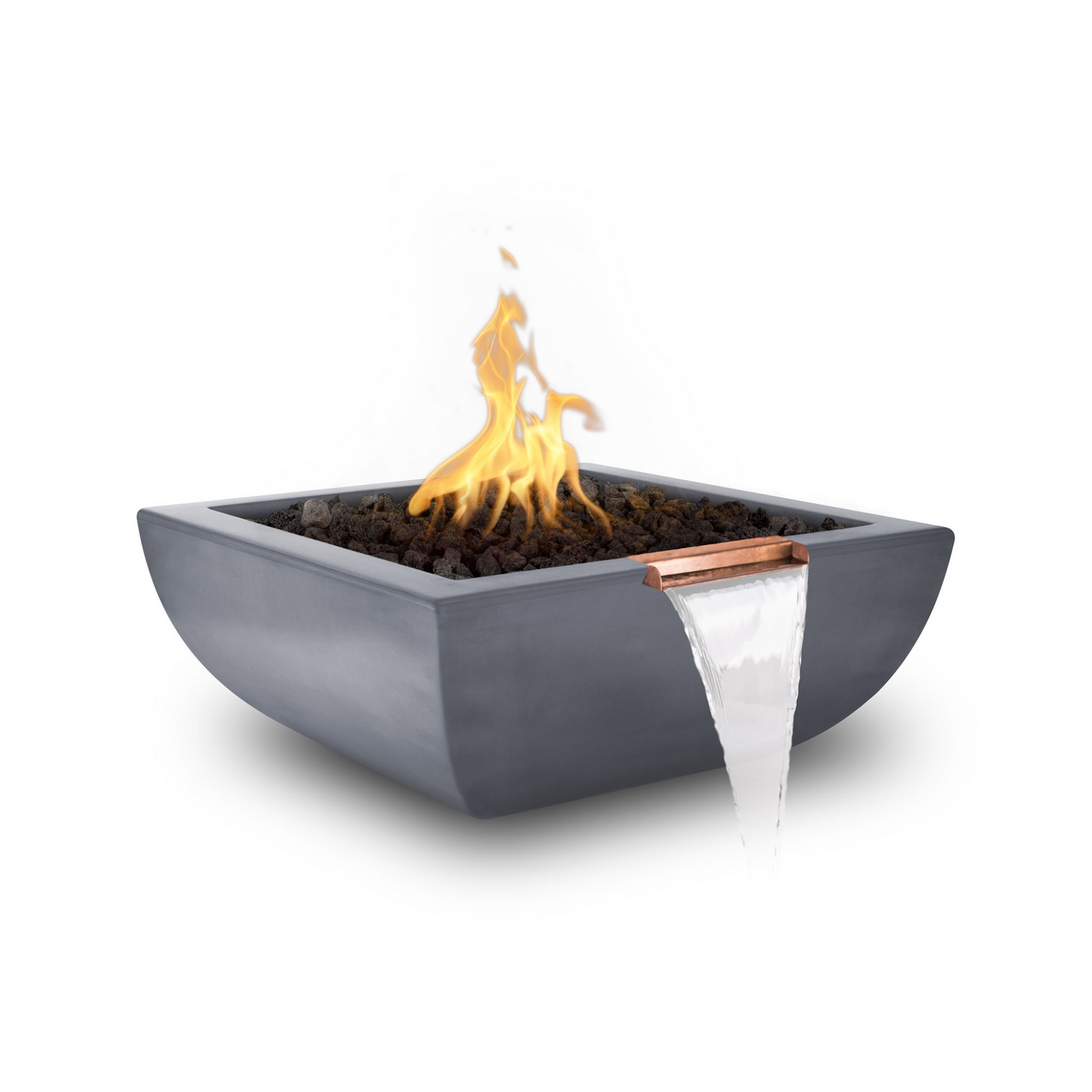 The Outdoor Plus Avalon Fire & Water Bowl, Wide Spill, 24", Square, Stainless Steel | OPT-24AVSSFWWS