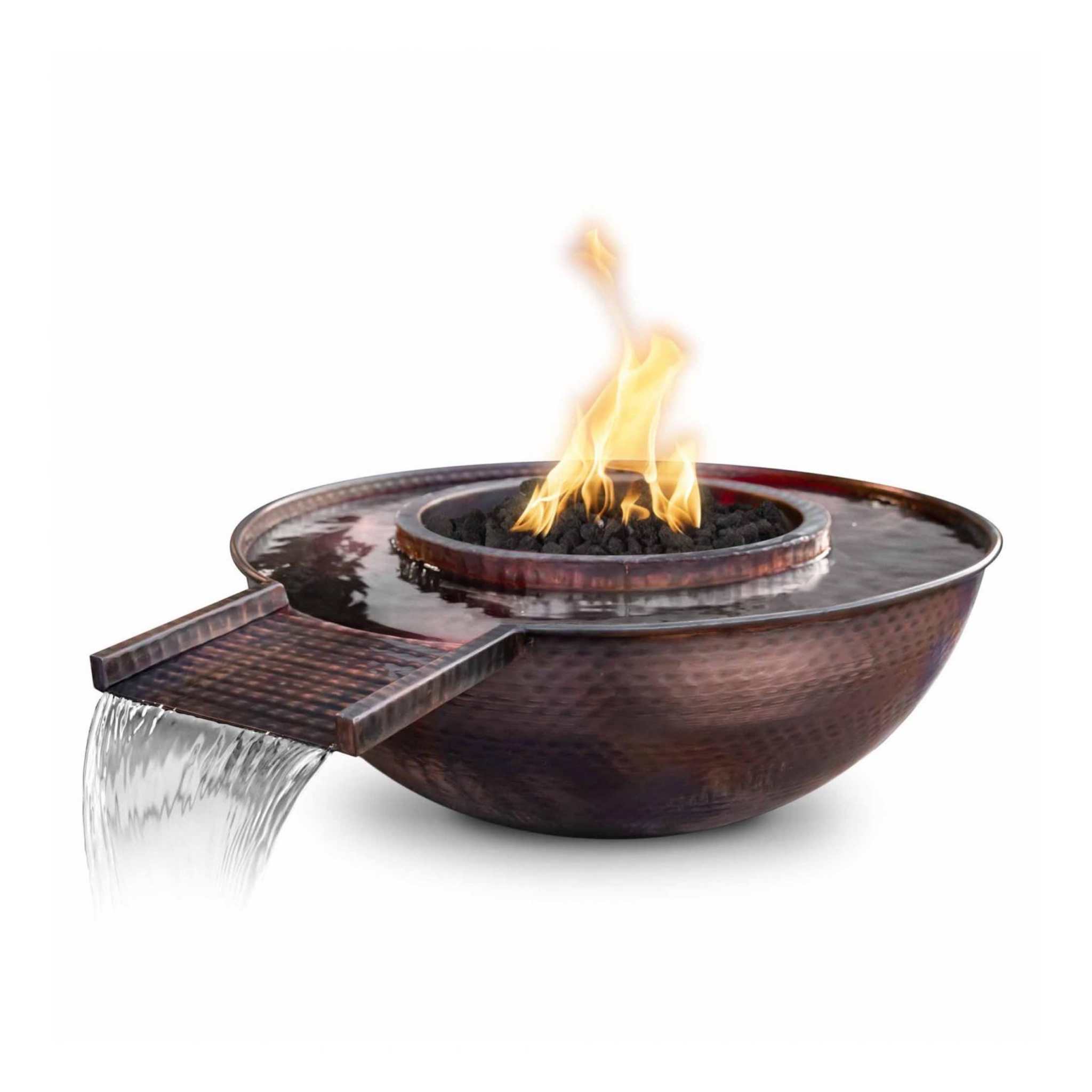 The Outdoor Plus Sedona Fire & Water Bowl Gravity Spill, 27", Round, Copper | OPT-27RCPRFWGS
