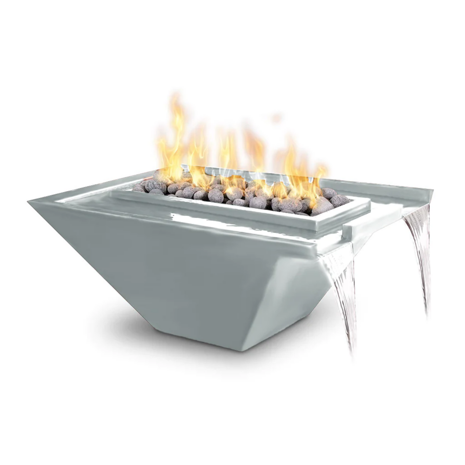 The Outdoor Plus Nile Fire & Water Bowl, 30", Rectangular, Stainless Steel | OPT-30NLSSF