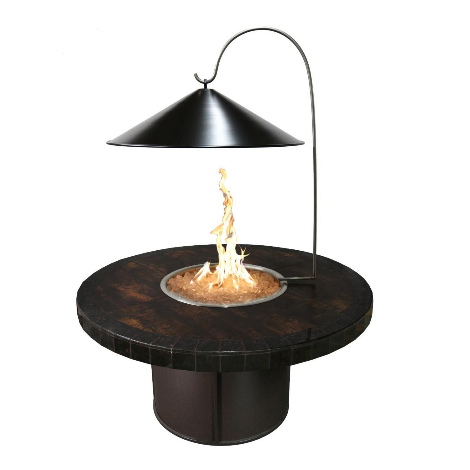 The Outdoor Plus Round Cover & Heat Reflector with Stand, 35", Black Aluminum | OPT-RCB35HRF