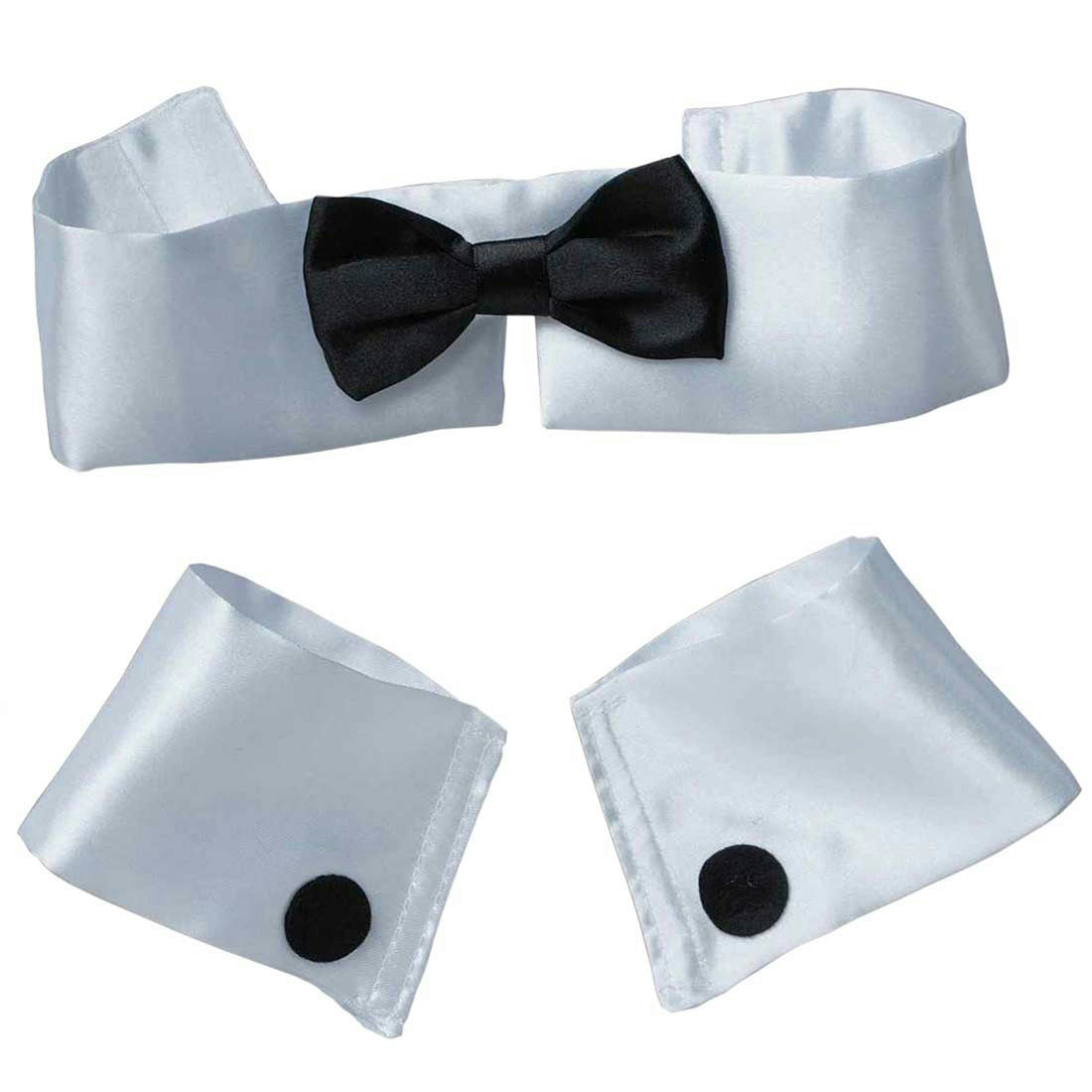 Tuxedo Collar Cuff and Tie Stripper Set Costume Accessory